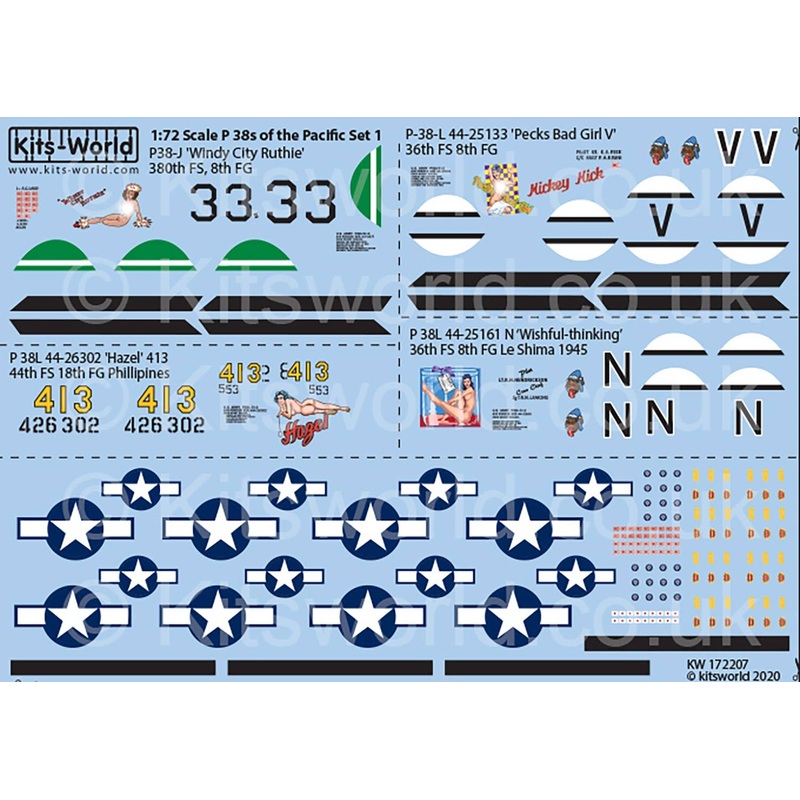 1/72 P-38 Lightning's of the Pacific (Late War) Set One