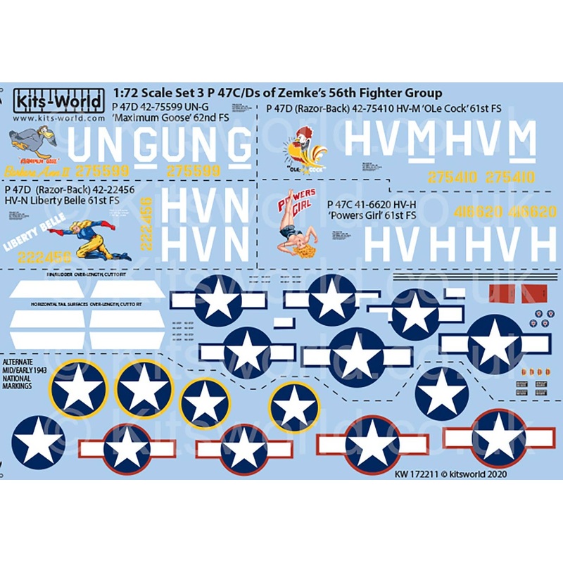 1/72 P 47C/D Thunderbolts of Hub Zemke's 56th Fighter Group