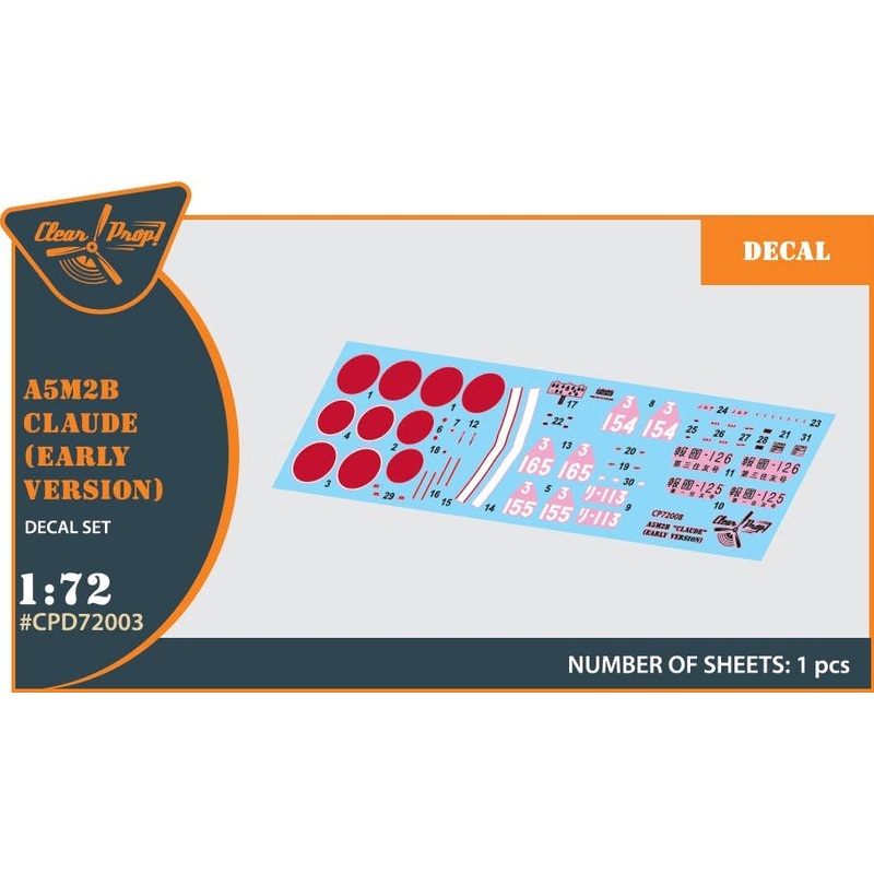 1/72 A5M2b Claude (early version) decal set for CP kit CP72006