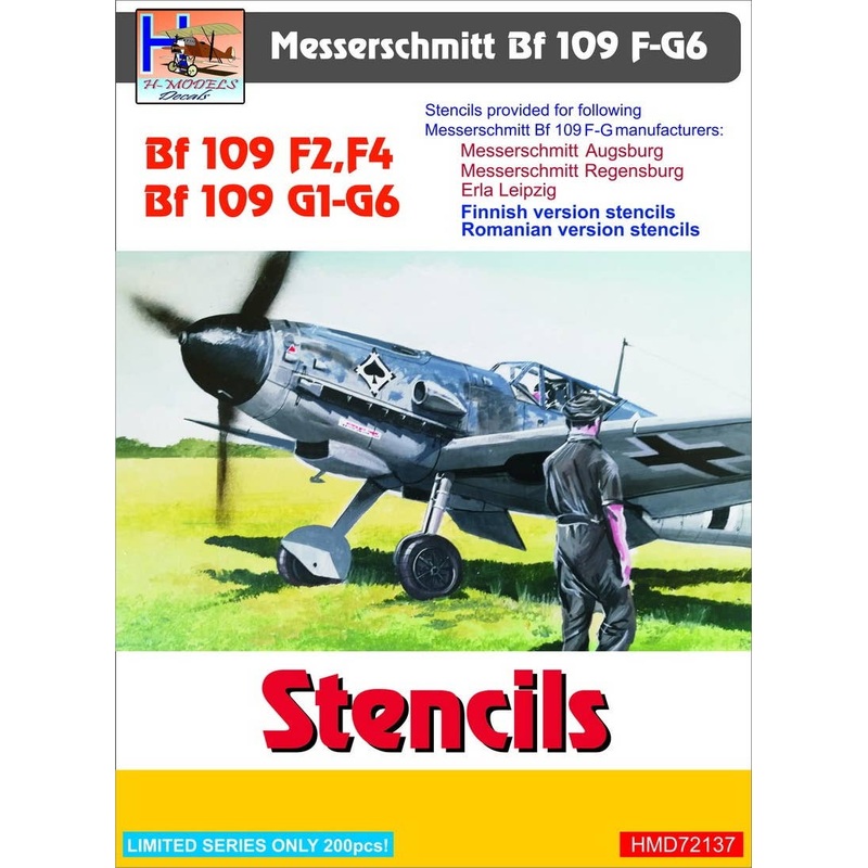1/72 Bf 109F-2/4/G1-G6 Stencils (Sets for 3 Different a/c Manufacturers + Finnish + Romanian)