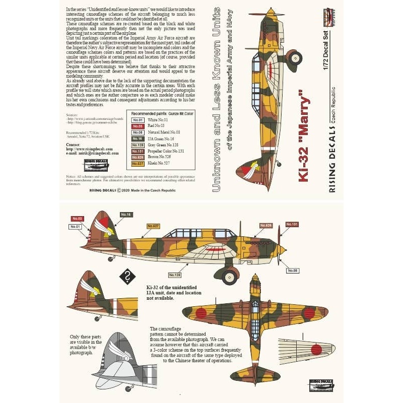 1/72 Ki-32 Mary Unknown and Less Known Units Decal