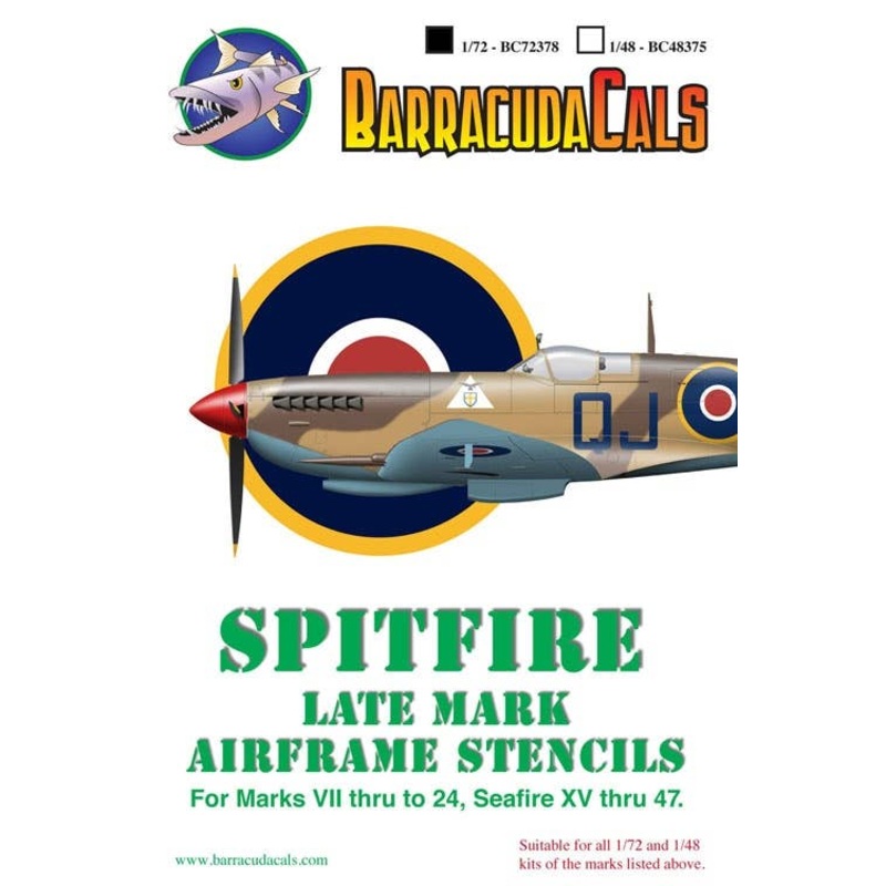 1/72 Spitfire Later Marks Airframe Stencils