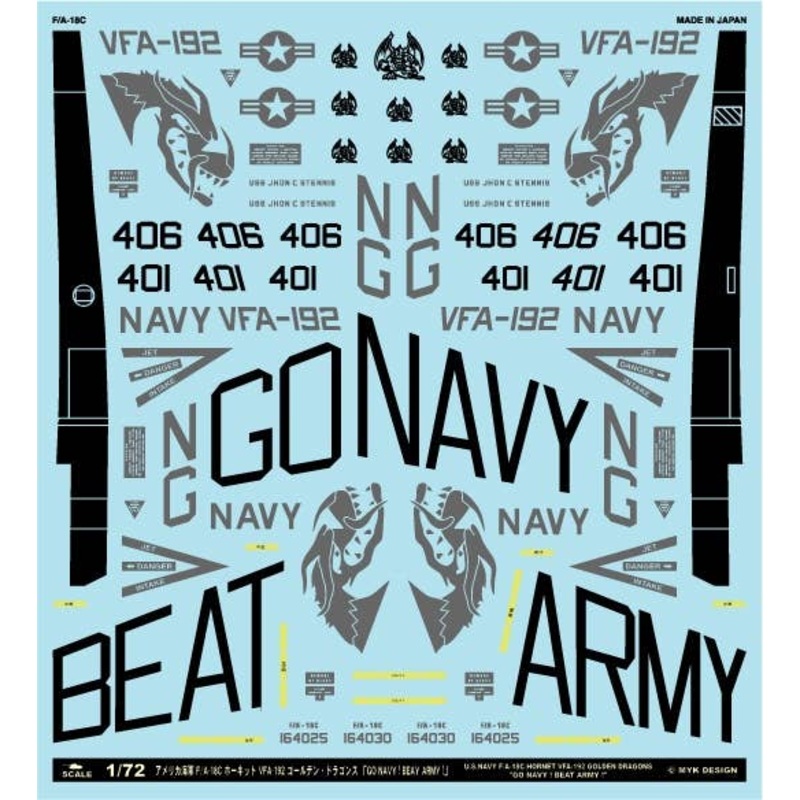 1/72 F/A-18C Hornet VFA-192 Dragons Go Navy! Beat Army!