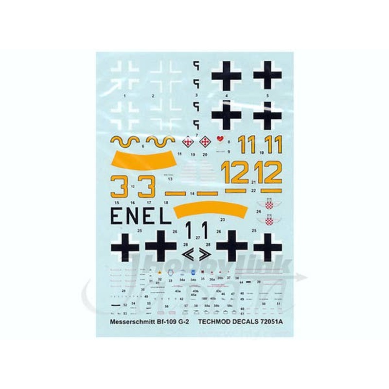 1/72 Messerschmitt Bf109G-2 Decals w/Canopy Mask