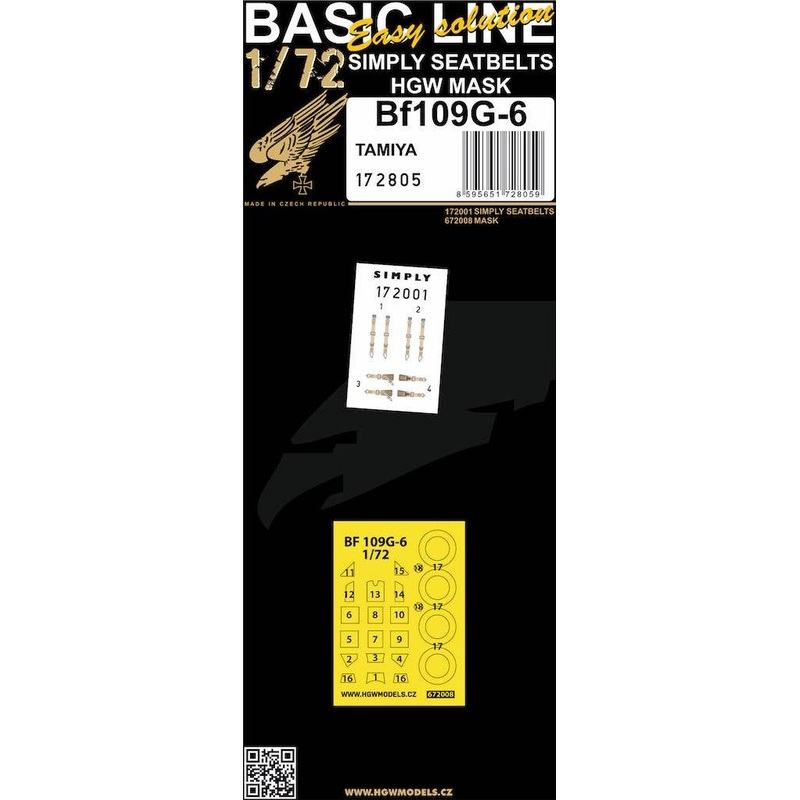 1/72 Bf109G-6 (BASIC LINE: seatbelts + masks / for Tamiya)