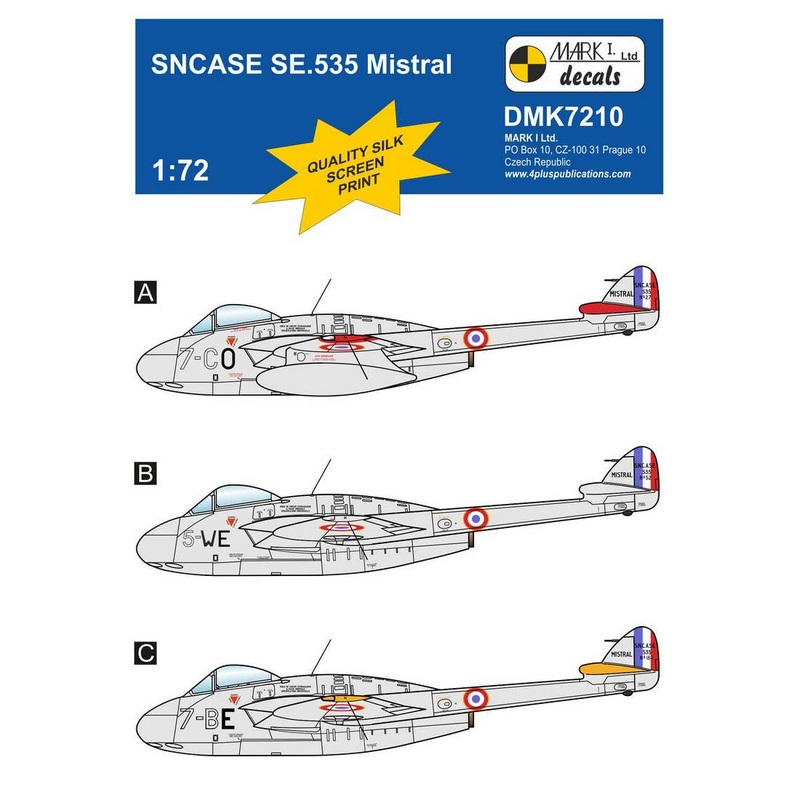 1/72 SNCASE SE.535 Mistral (3x camo schemes), for Azur-FRROM