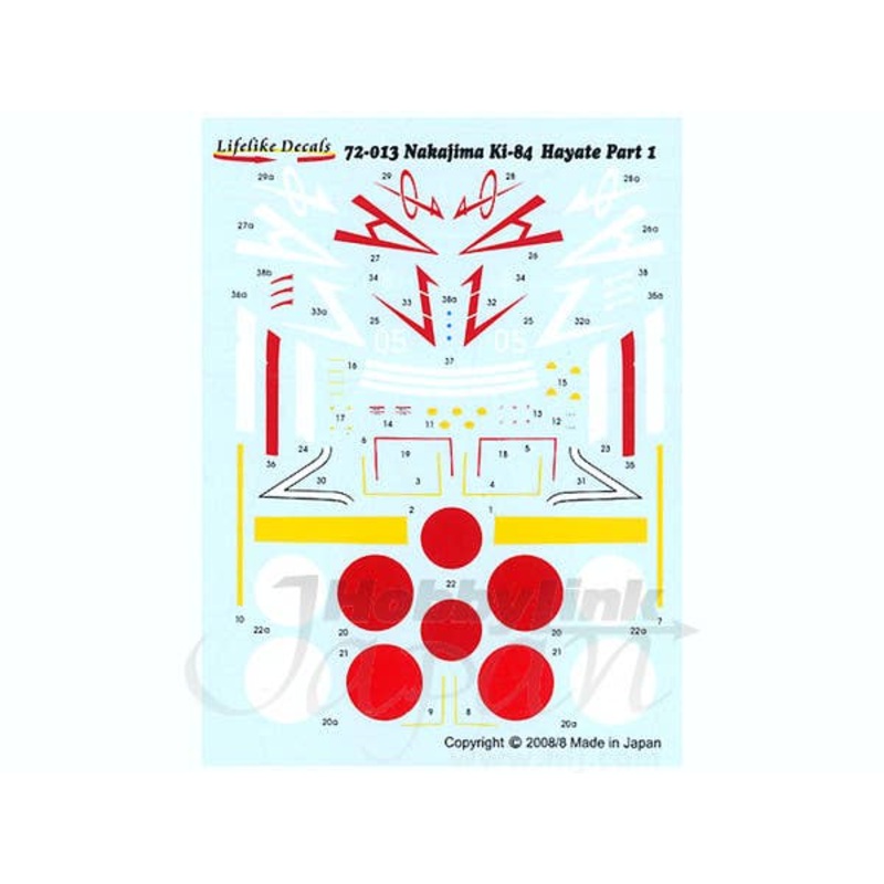 1/72 Ki-84 Hayate Part 1 Decals (English Instructions)