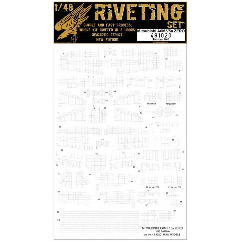 1/48 A6M5 / 5a Zero Rivet Decal for Tamiya