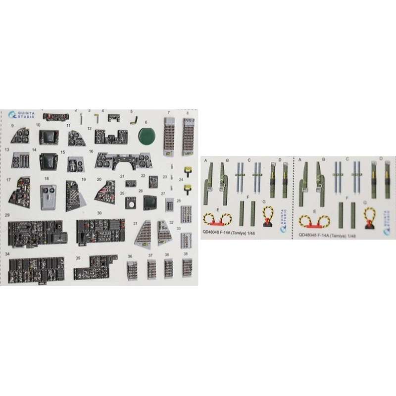 1/48 F-14A 3D-Printed & Coloured Interior On Decal Paper (for Tamiya kit)