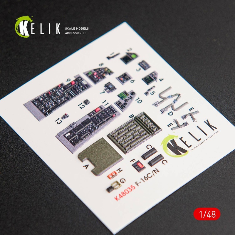 1/48 F-16C/N Fighting Falcon interior 3D decals for Tamiya kit
