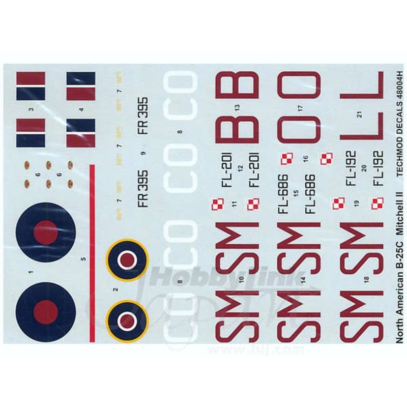 1/48 North American B-25C Mitchell II Decals