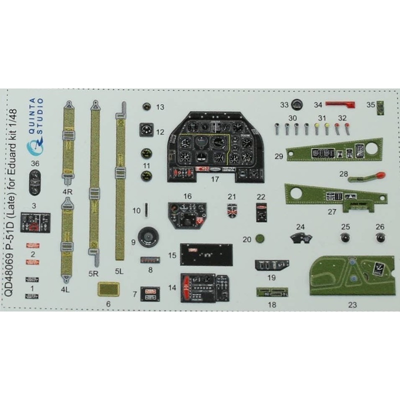1/48 P-51D (Late Model) Interior 3D Decal (for Eduard)