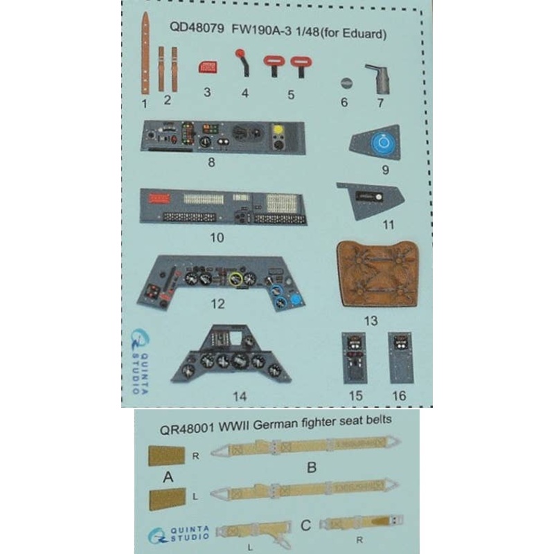 1/48 Fw190A-3 Interior 3D Decal (for Eduard)