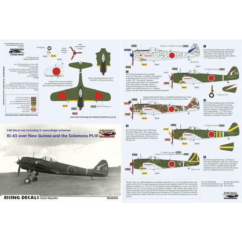 1/48 Ki-43 over New Guinea and the Solomons Pt.III (Camouflage schemes and decals for 5 a/c)