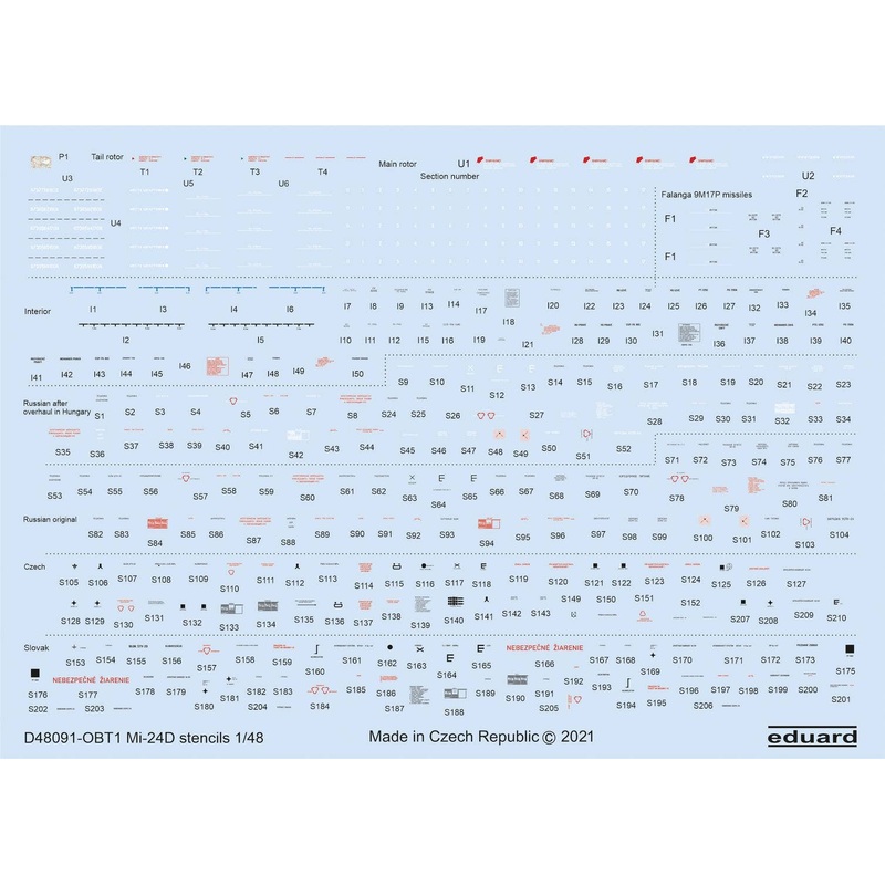 1/48 Mi-24D stencils for Eduard ZVEZDA