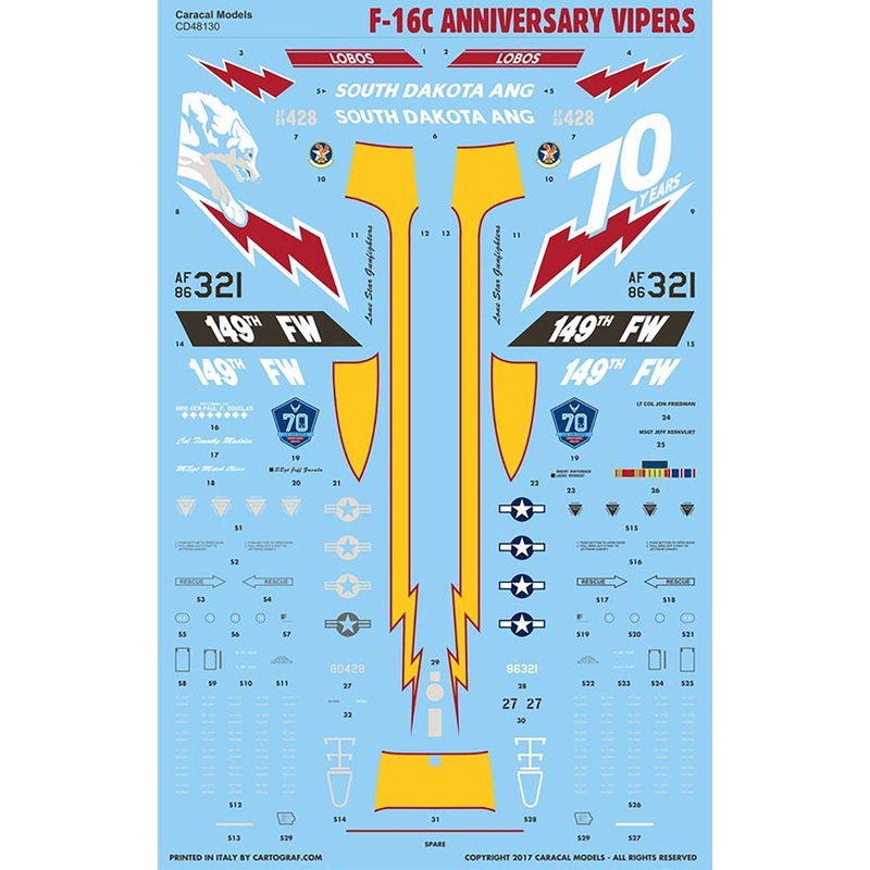 1/48 US Air Force F-16C Anniversary Vipers Decal