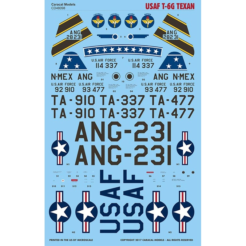 1/48 US Air Force T-6G Texan Decal Set