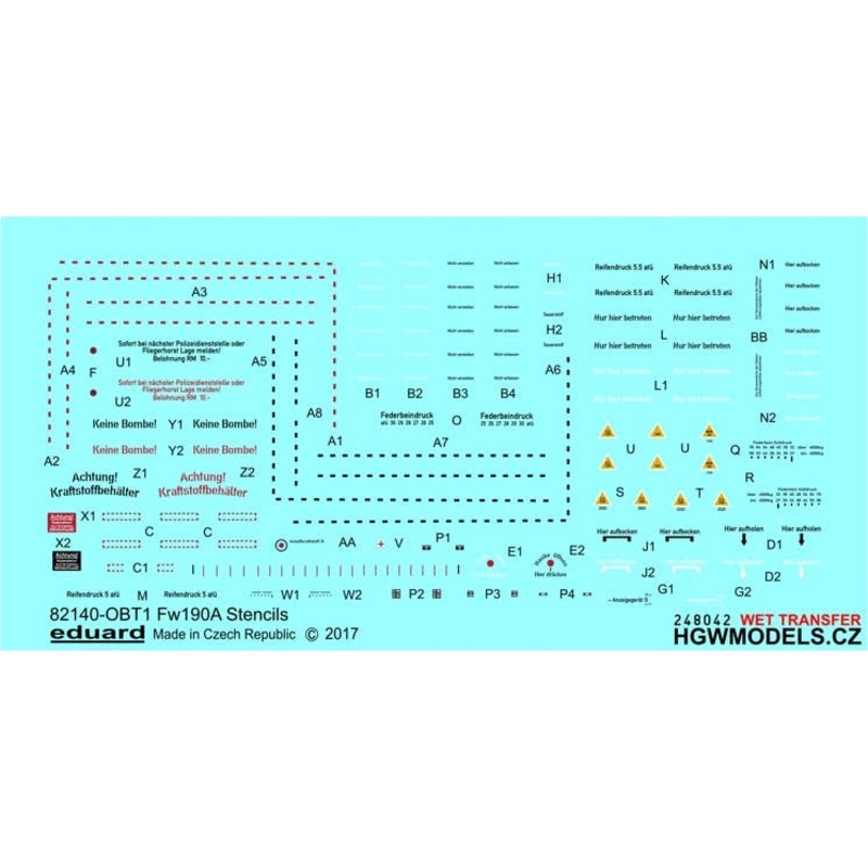 1/48 Focke-Wulf Fw 190A Stencils (for AMK/Eduard)