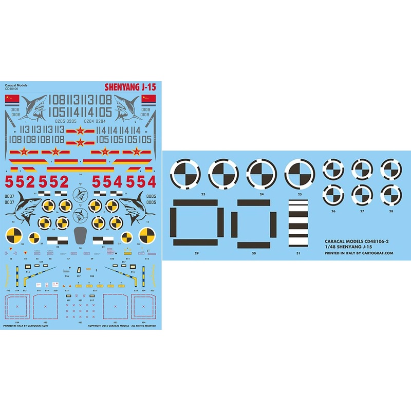 1/48 People's Republic Of China Air Force J-15 (Shenyang 15) Decal Set