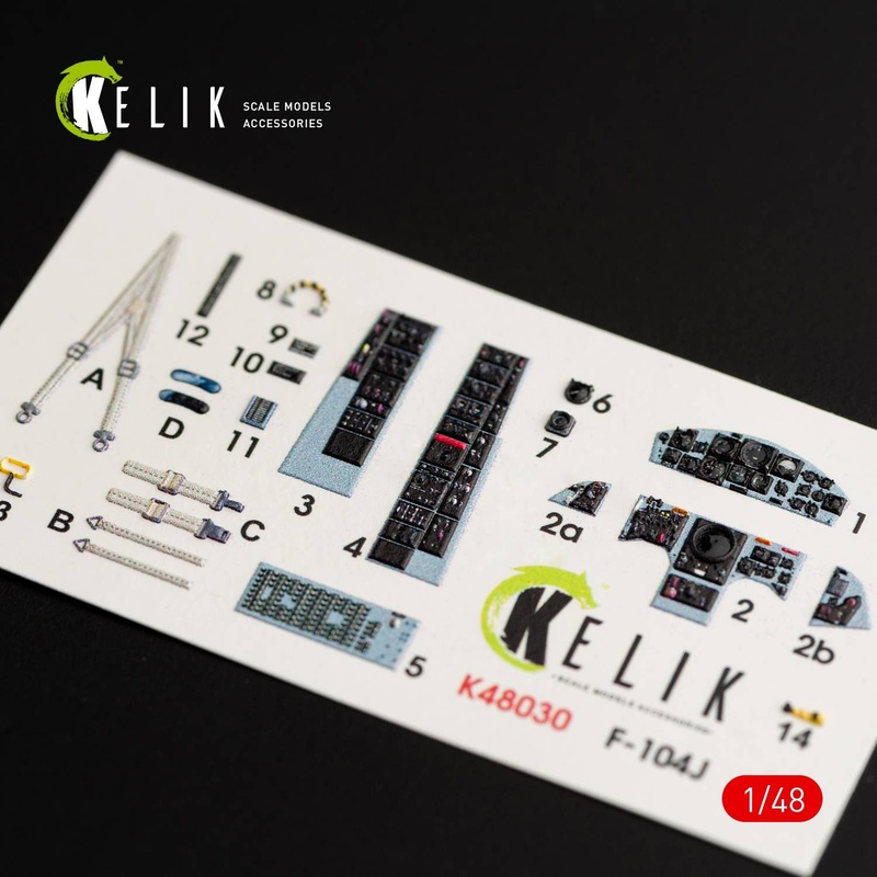 1/48 F-104J Starfighter interior 3D decals for Kinetic kit