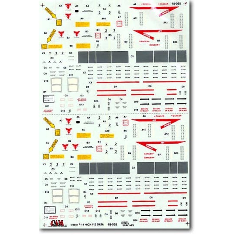 1/48 F-14 Hi-Vis Data Stencils (2 a/c)