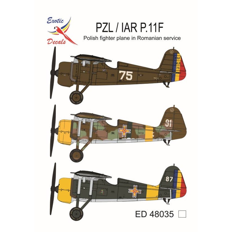 1/48 PZL/IAR P.11F  Polish Fighter Plane in Romanian Service Decals (8 different markings  decals enough for one model only)