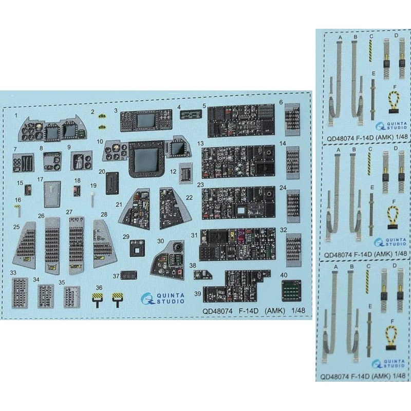 1/48 F-14D Interior 3D Decal (for AMK)