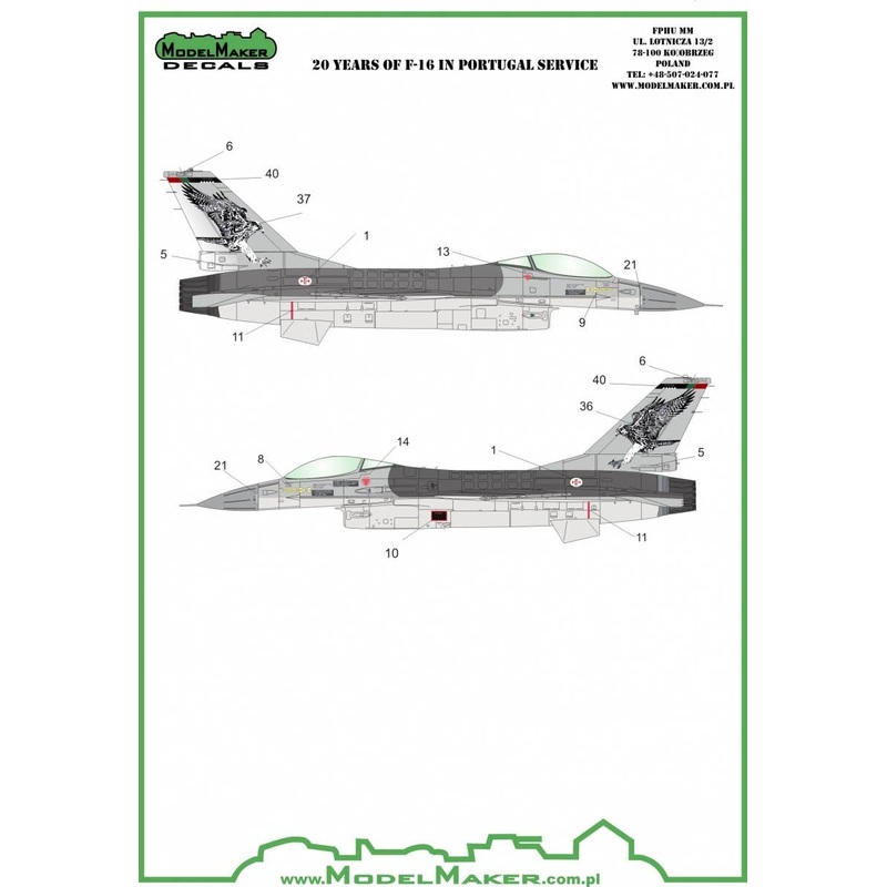 1/48 F-16A Portugal 20th Anniversary Color Decal 1pcs