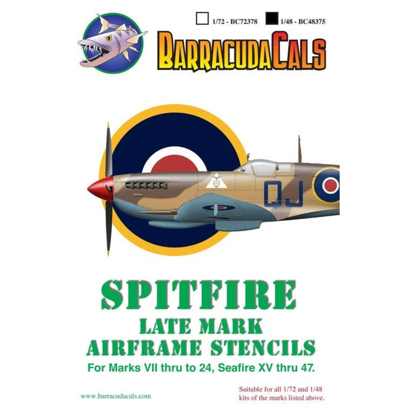 1/48 Spitfire Late Mark Airframe Stencils