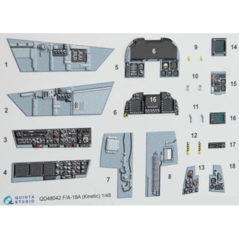 1/48 F/A-18A 3D-Printed & Coloured Interior On Decal Paper (for Kinetic kit)