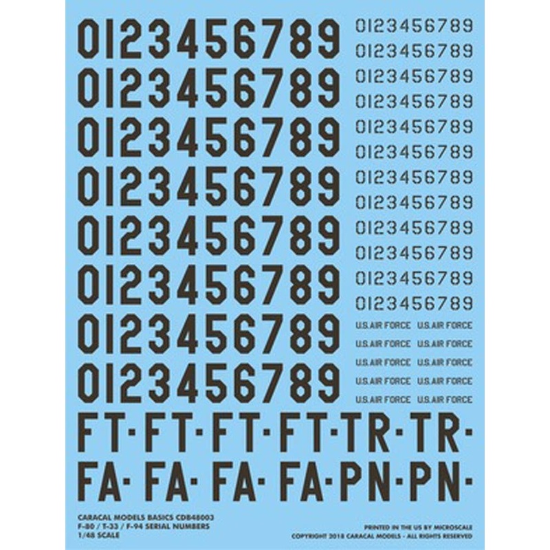 1/48 USAF F-80/T-33/F-94 Serial Numbers