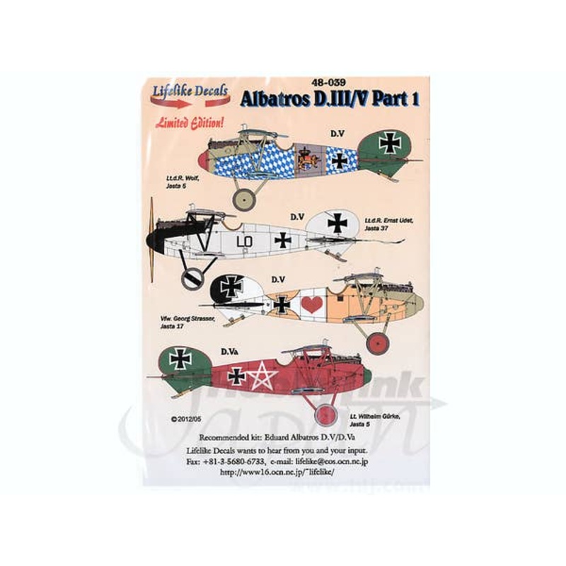 1/48 Albatros D.III/V Part 1 Decals English (for Eduard)