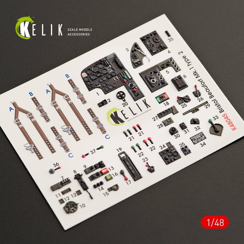 1/48 Bristol Beaufort Mk.1 type 2 interior 3D decals for ICM kit