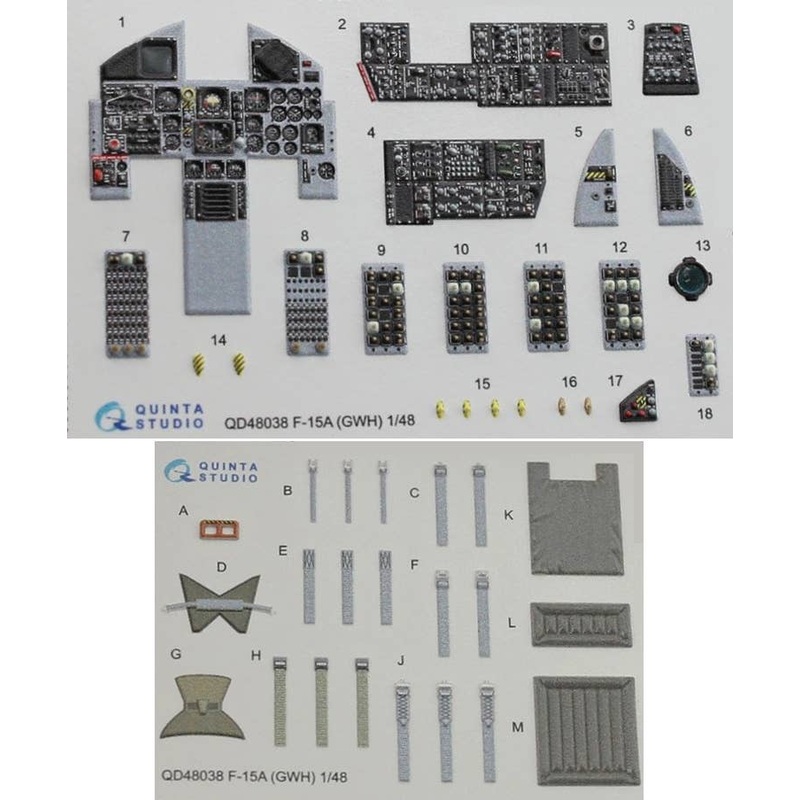1/48 F-15A Eagle 3D-Printed Decal Colored Interior (for GWH kit)