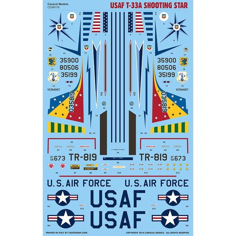 1/48 US Air Force T-33A Shooting Star Decal