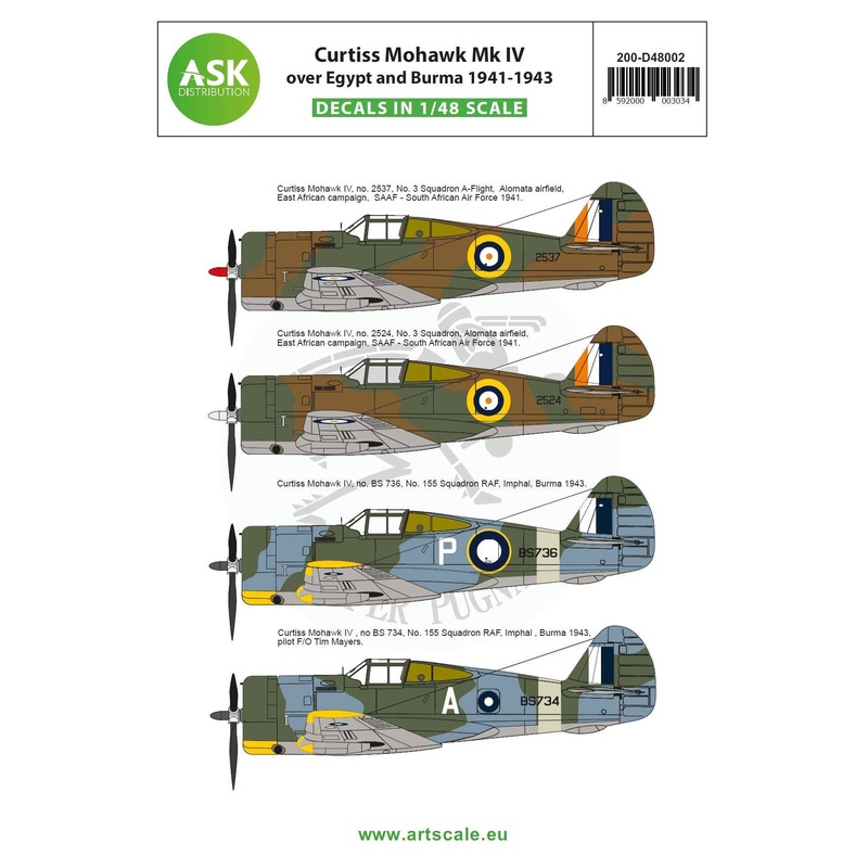 1/48 Curtiss Mohawk IV over Egypt and Burma 1941-1943