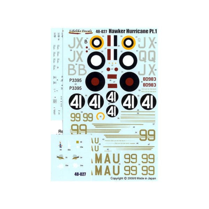 1/48 Hawker Hurricane Part 1 Japanese Edition Decals