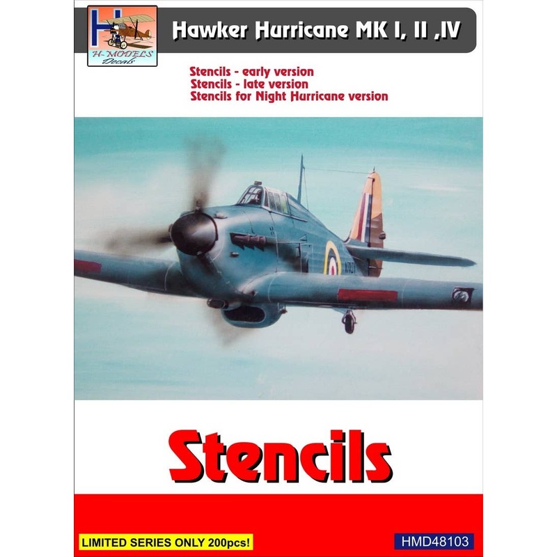 1/48 Hawker Hurricane Stencils (Set for 4 a/c)