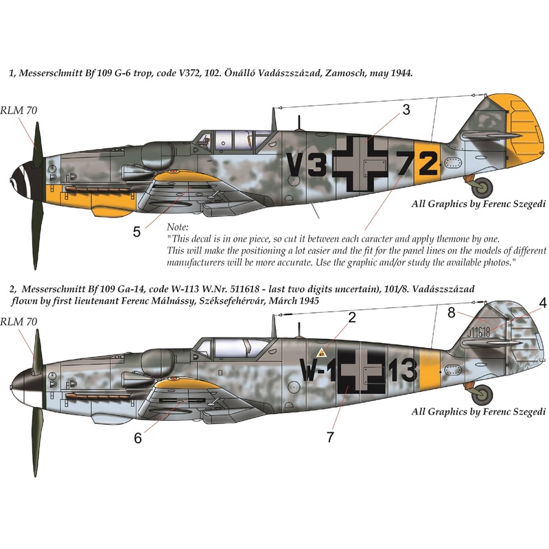 1/48 Messerschmitt Bf 109 G-14 / G-6 Trop Decal Sheet