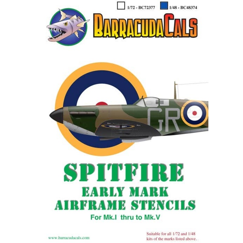 1/48 Spitfire Early Mark Airframe Stencils