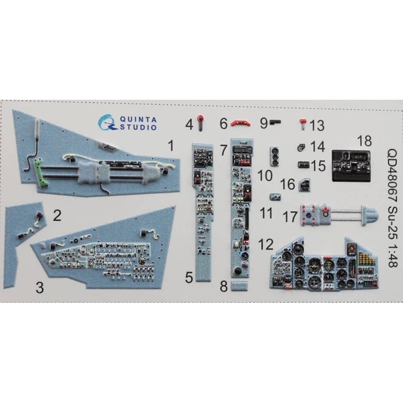 1/48 Su-25 3D-Printed & Coloured Interior On Decal Paper (for KP kit)