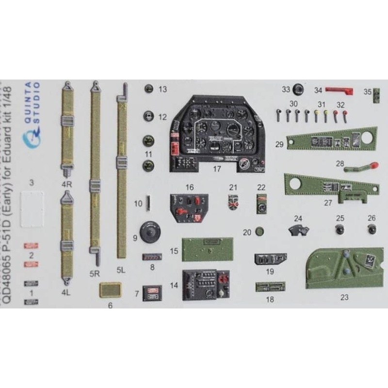 1/48 P-51D (Early) 3D-Printed & Coloured Interior On Decal Paper (for Eduard kit)