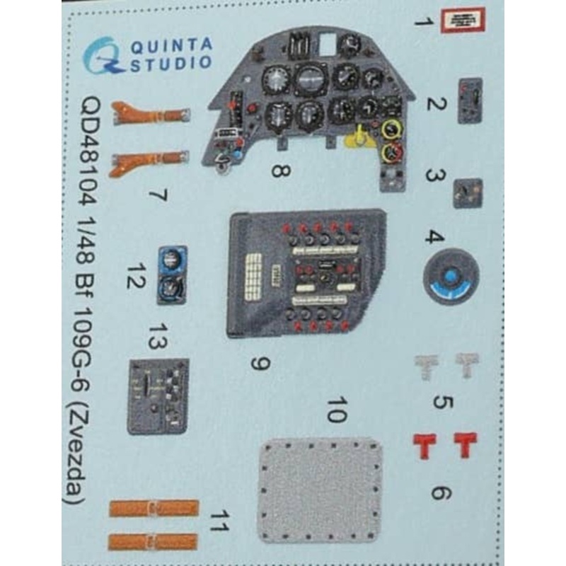 1/48 Bf 109G-6 3D-Printed & coloured Interior on decal paper (for Zvezda  kit)