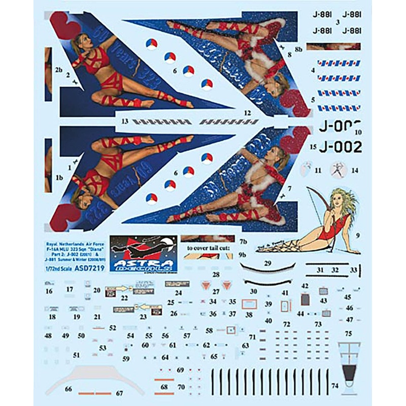 1/48 Dutch Air Force F-16A 323 Squadron 60th Anniversary Special Painter Diana Decal