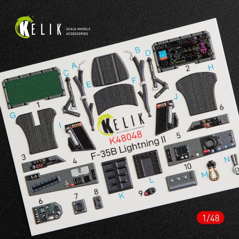 1/48 F-35B Lightning II Interior 3D Decals for Kitty Hawk Kit