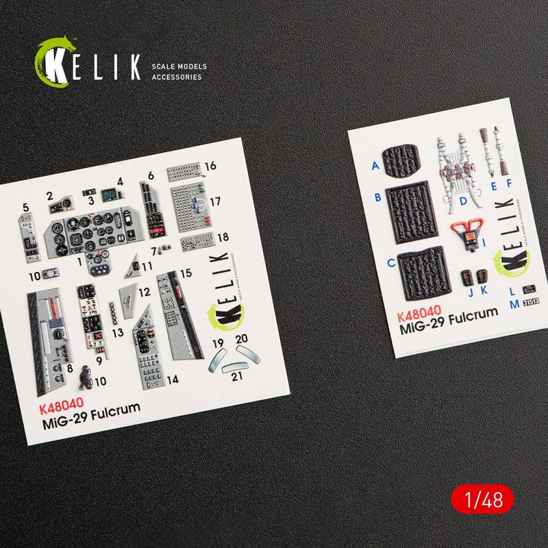 1/48 MiG-29A (9-12) Fulcrum interior 3D decals for GWH kit