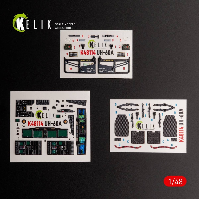 1/48 UH-60A Black Hawk - Type 2  Defence Intelligence of Ukraine interior 3D decals for ICM kit