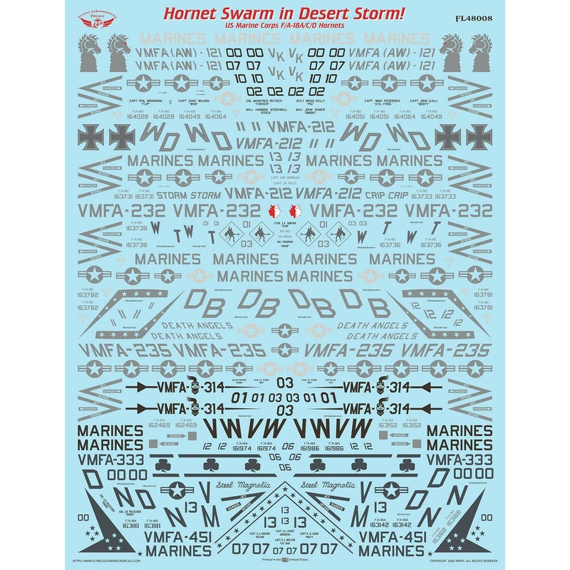1/48 US Marine Corps F / A-18A / C / D Hornet Swarm In Desert Storm Decal