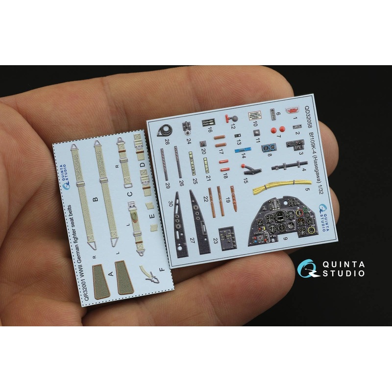1/32 Bf 109K-4 3D-Printed & coloured Interior on decal paper for Hasegawa kit