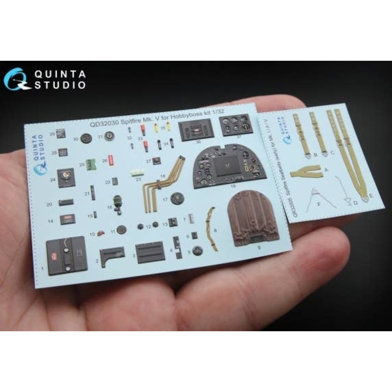 1/32 Spitfire Mk.V 3D-Printed & coloured Interior on decal paper for Hobbyboss kit